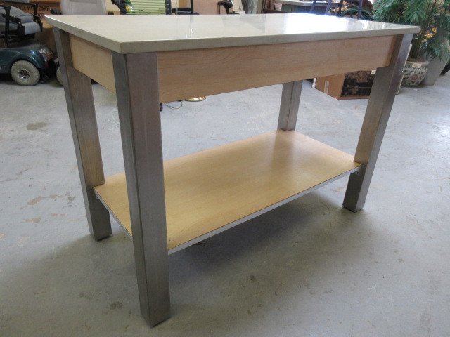 lot 149 image: METAL AND WOOD TABLE