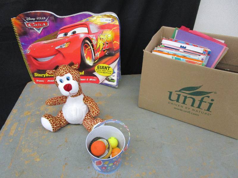 lot 41 image: boys stuff, toys, books, coloring books, balls