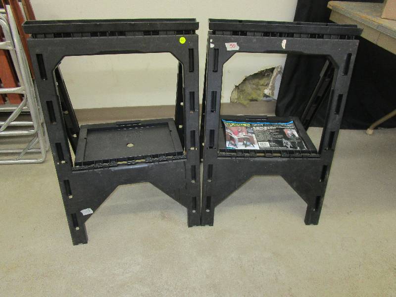 lot 50 image: Plastic folding saw horses