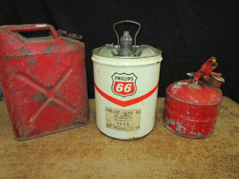 lot 93 image: 3 Gas Cans, Phillips 66 and Others