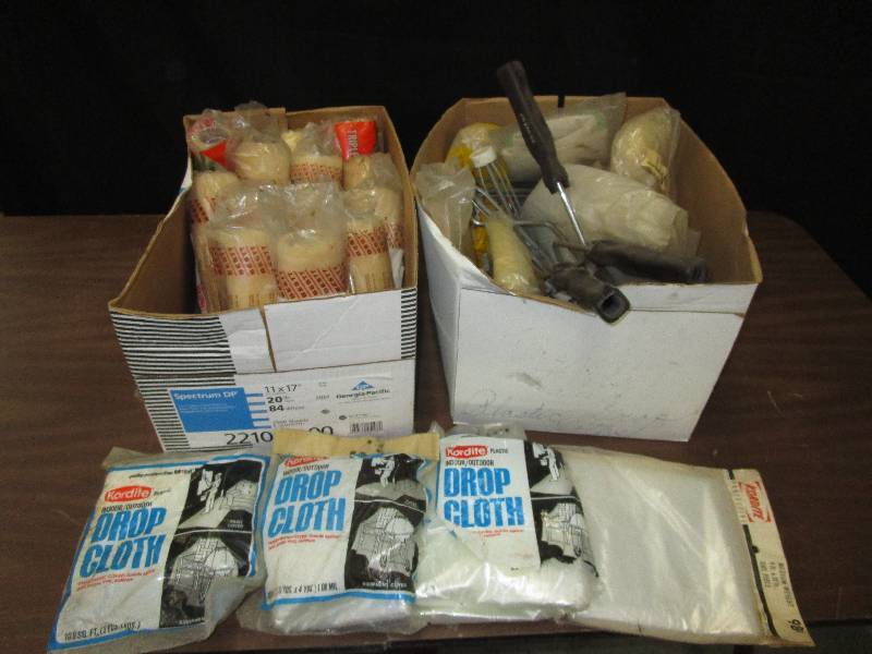 lot 141 image: Painting Supplies, Drop Clothes, Rollers and More
