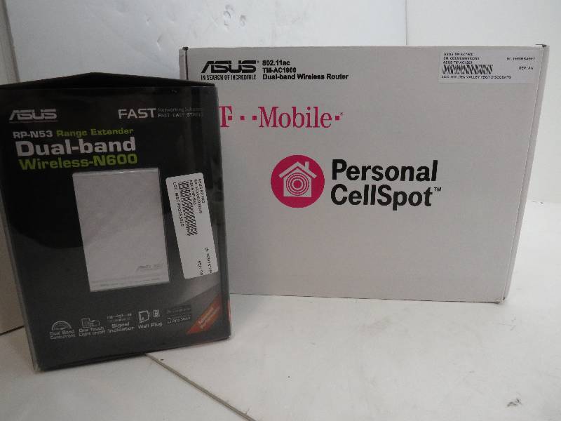 lot 13 image: lot of 2 T-Mobile Personal Hot spot and an Asus Dual-band wireless-N600