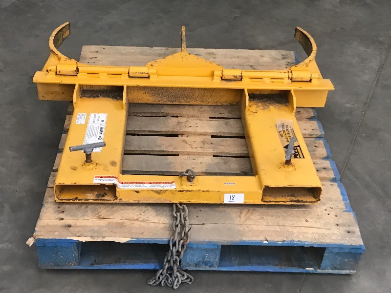 lot 18 image: Vestil Commercial Drum Grabber Fork...