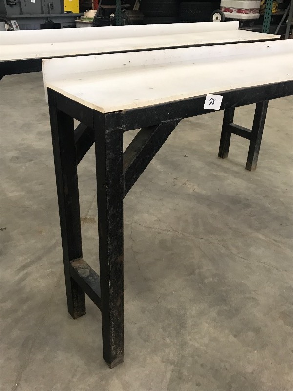 lot 28 image: (2) 12x6ft Heavy Duty Steel Work B...