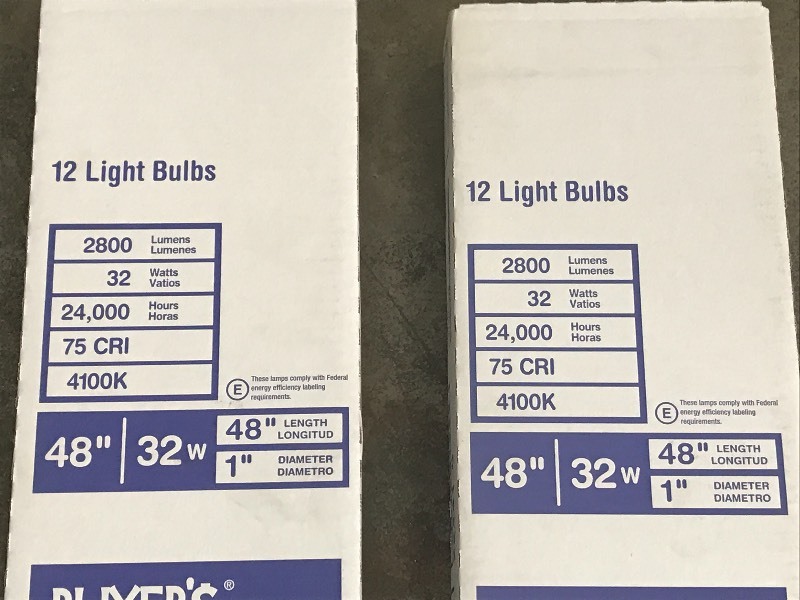lot 44 image: (2) New 12-Packs Of 4ft Flourescent...