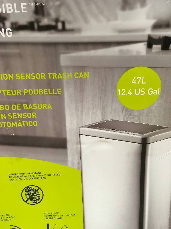 Sensible Eco Living Stainless Steel 47L12.4 Gallon Motion Sensor Trash Can in good conditions