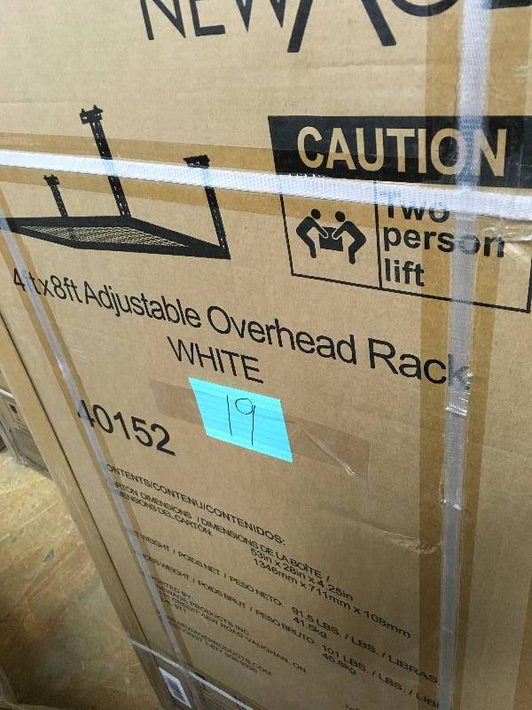 NEW AGE PRODUCTS Performance 96 in. L x 48 in. W x 42 in. H Adjustable VersaRac Ceiling Storage Rack in White New