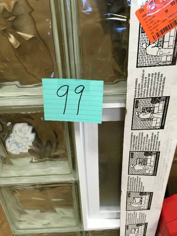 CLEARLY SECURE 31 in. x 15.5 in. x 3.125 in. Frameless Wave Pattern Vented Glass Block Window small crack in one corned