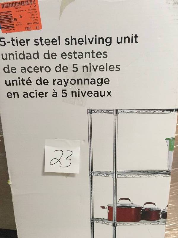 lot 23 image: Honey-Can-Do Steel Storage Shelving 5 - TIER STEEL SHELVING UNIT in good conditions