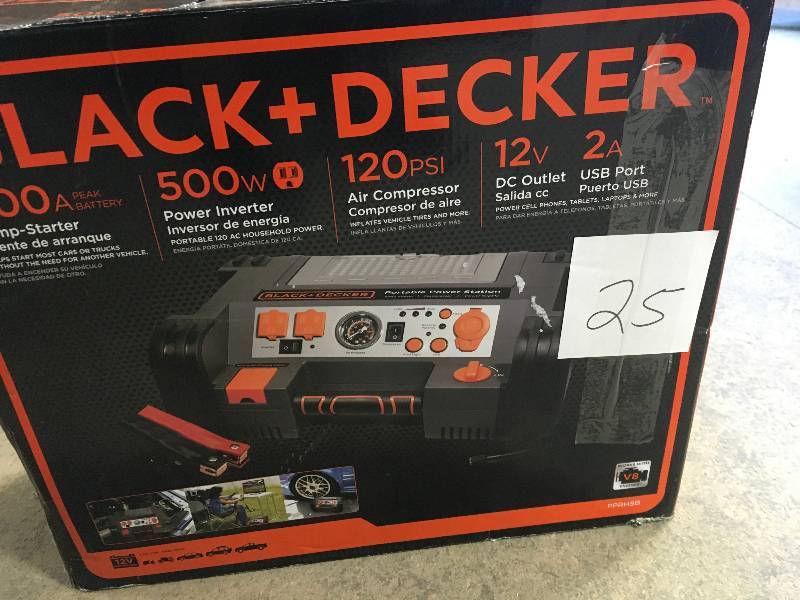 lot 25 image: Black & Decker 500-Watt Portable Power Station in good conditions