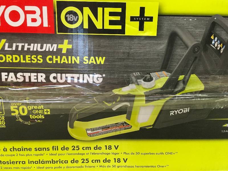 lot 51 image: RYOBI ONE Lithium 10 in. 18-Volt Lithium-Ion Cordless Chainsaw - 1.5 Ah Battery and Charger Included in working conditions