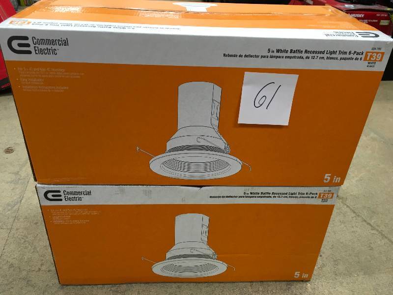 lot 61 image: Commercial Electric 5 in. White Recessed Baffle Trim (6-Pack) Lot of 2 new