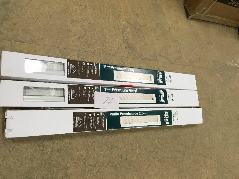 lot 76 image: Hampton Bay White 1 in. Room Darkening Vinyl Mini Blind - 39 in. W x 48 in. L (Actual Size 38.5 in. W x 48 in. L) Lot of 3 new