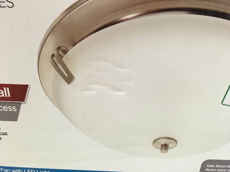 lot 83 image: NUTONE InVent Decorative Satin Nickel 100 CFM Ceiling Exhaust Fan with Light and White Globe, ENERGY STAR not used