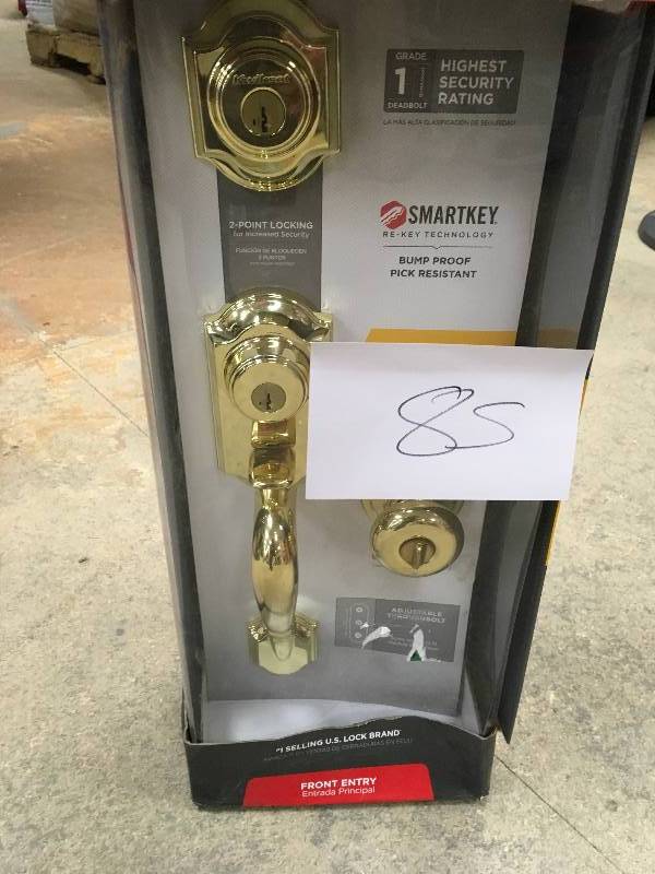 lot 85 image: Kwikset 95530017 Entrance Handlesets Bright Brass,SmartKey not used