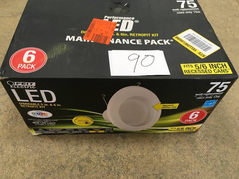 lot 90 image: FEIT ELECTRIC 75W Equivalent Soft White 56 in. White Baffle-Trim Recessed Retrofit Downlight LED 90 CRI Maintenance Pack (6-Pack) in good conditions