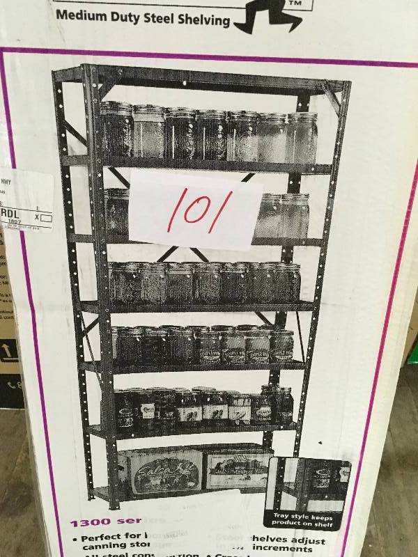 lot 101 image: MUSCLE RACK 60 in. H x 30 in. W x 12 in. D Steel Canning Shelving Unit in Gray