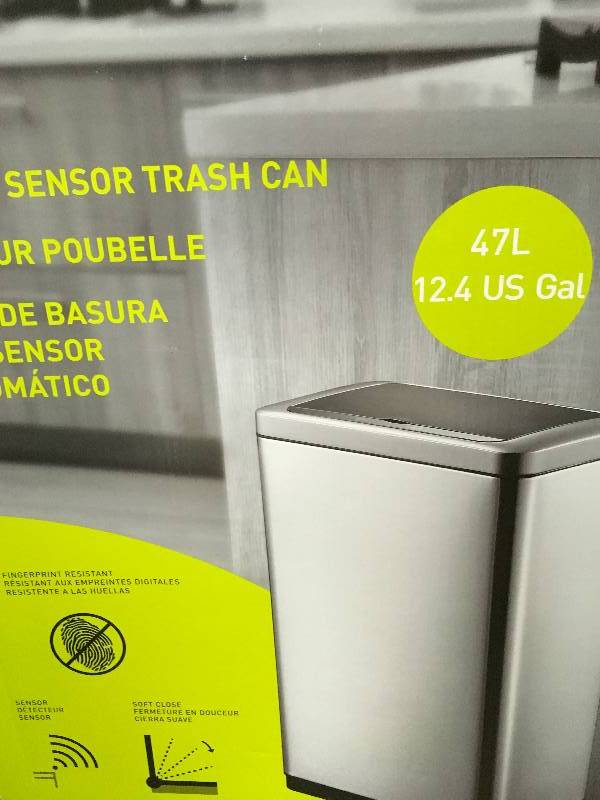 lot 30 image: Sensible Eco Living Motion Sensor Trash Can 47L Stainless Steel 12 Ga