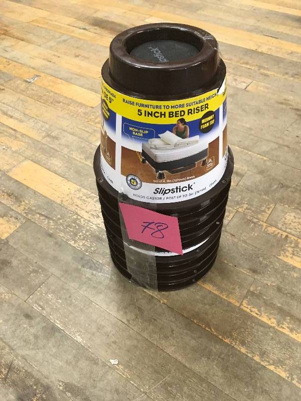 lot 78 image: Slipstick 5 in. Extra Storage Under-Bed Risers Chocolate (Set of 4)