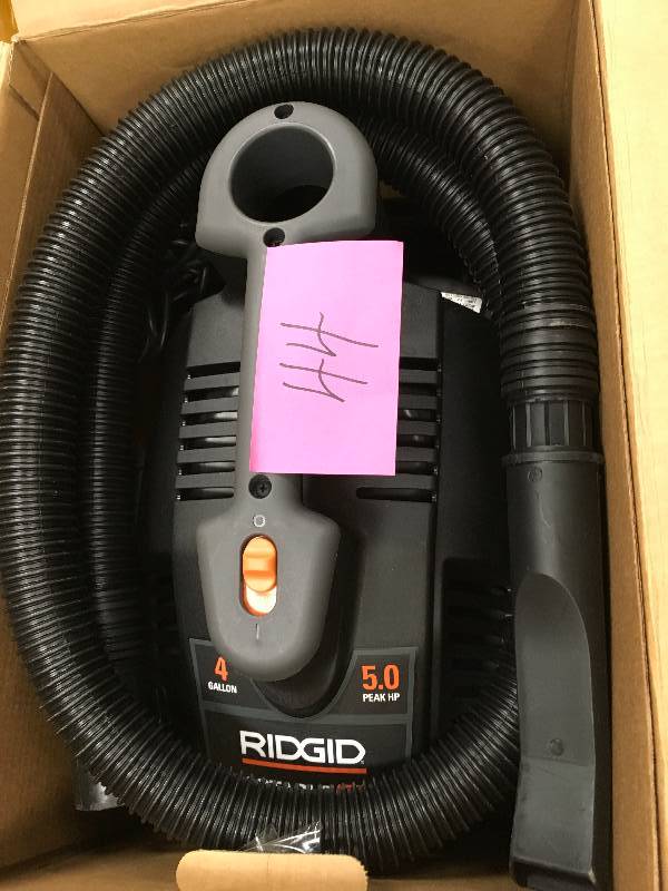 lot 44 image: Ridgid 4 Gal. 5.0-Peak HP Portable Wet Dry Vac