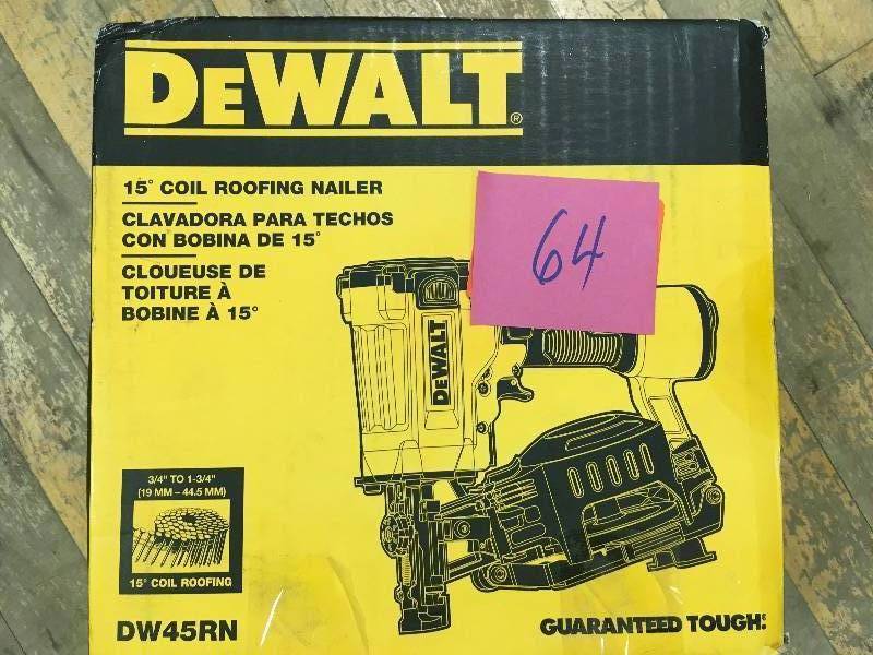 lot 64 image: Dewalt Pneumatic 15-Degree Coil Roofing Nailer