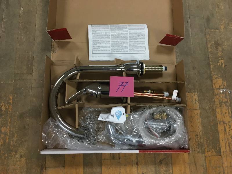 lot 77 image: Pfister Cagney Single-Handle Standard Kitchen Faucet with Side Sprayer in Polished Chrome