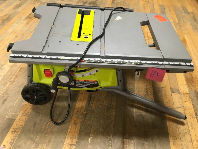 lot 113 image: Ryobi 10 in. Table Saw with Rolling Stand