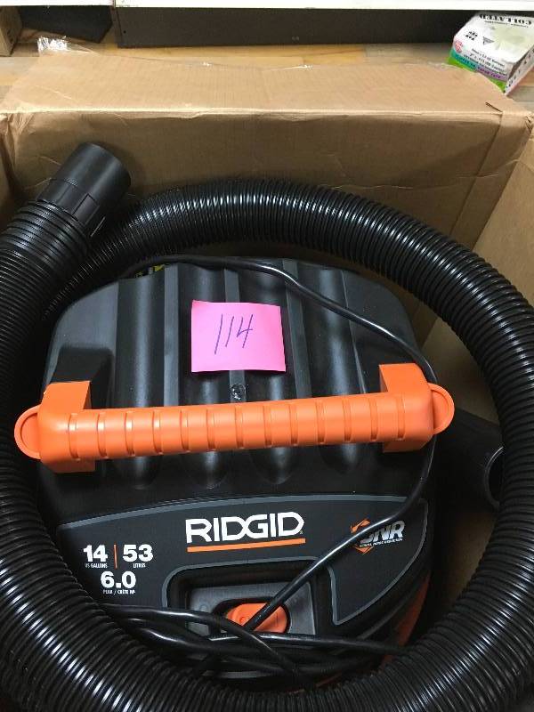 lot 114 image: Ridgid 14 Gal. 6.0-Peak HP Wet Dry Vac