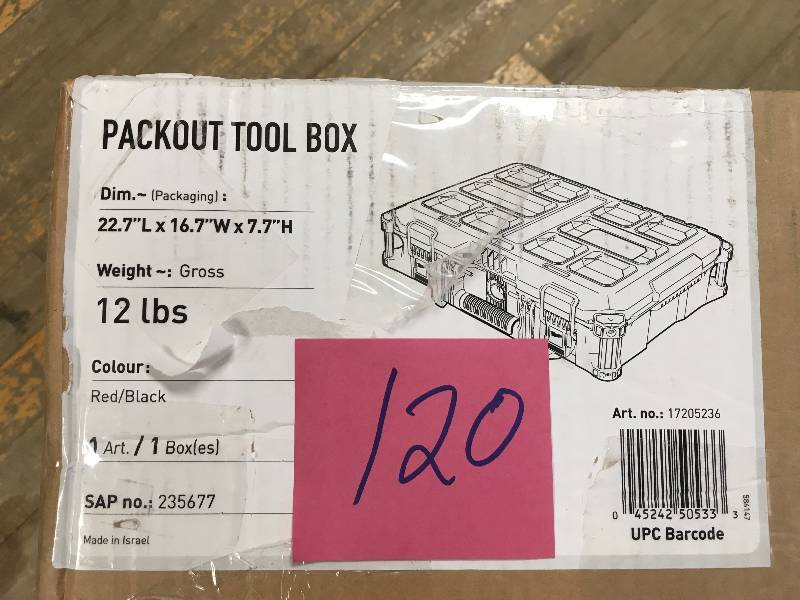lot 120 image: Milwaukee PACKOUT 22 in. Tool Box