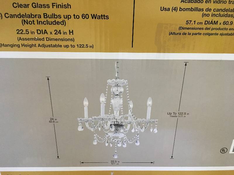 lot 73 image: Hampton Bay Lake Point 4-Light Chrome and Clear Crystal Chandelier