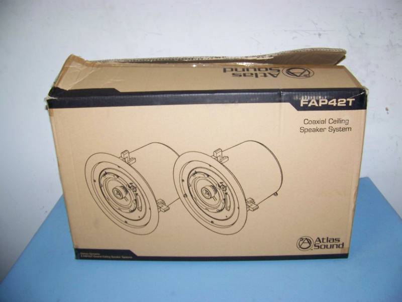 lot 34 image: (2) Atlas Sound, Strat 2, 4, 2-Way, In-Ceiling Speakers - NEW in Original (open) Box