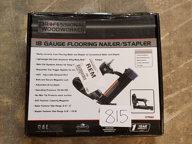 lot 815 image: Professional Woodworker 18 Gauge 4-in-1 Pneumatic Flooring NailerStapler