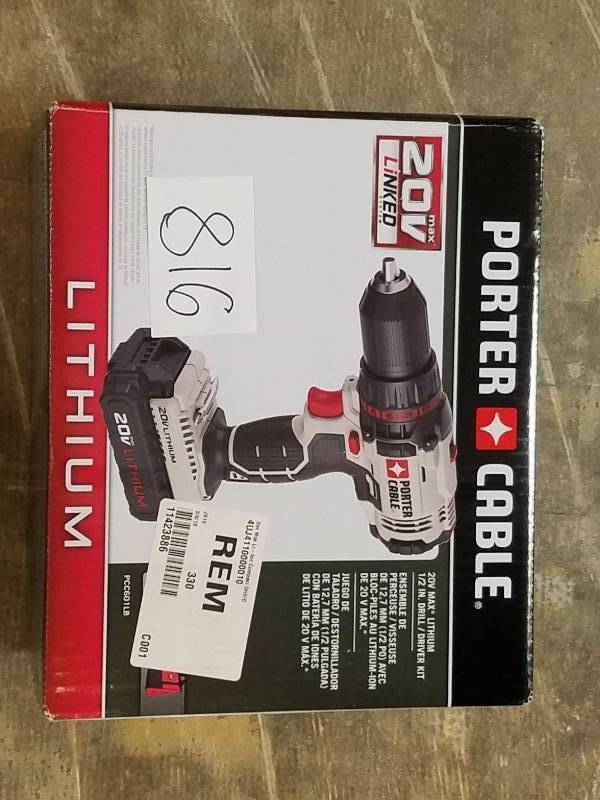 lot 816 image: Porter-Cable 20V Li-Ion Compact Drill