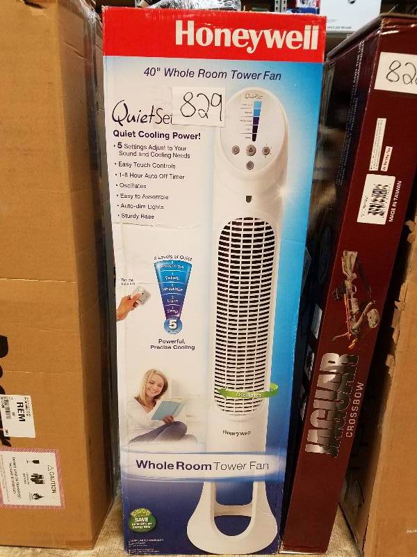 lot 829 image: Honeywell QuietSet Whole Room Tower Fan - White