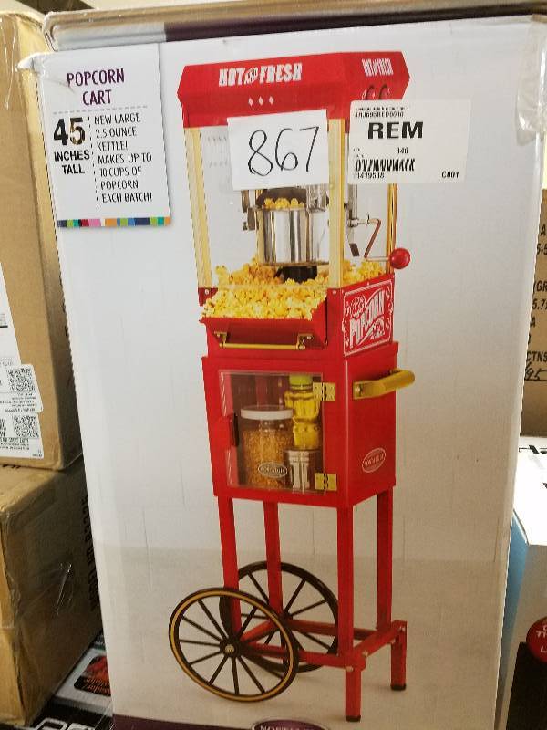 lot 867 image: Nostalgia 48 Kettle Popcorn Maker Cart