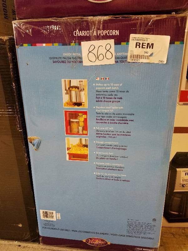 lot 868 image: Nostalgia 48 Kettle Popcorn Maker Cart