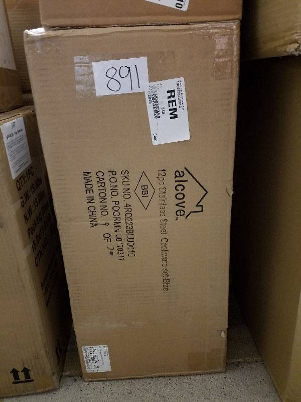 lot 891 image: alcove 12-Pc. Stainless Steel Cookware Set - Blue