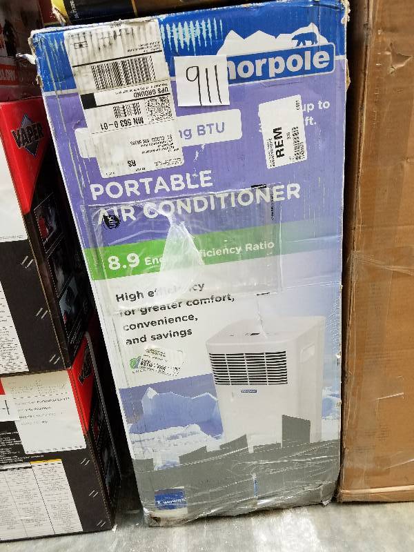 lot 911 image: Norpole NPPAC8KWM 8,000 Btu Portable Air Conditioner with Remote Control - White