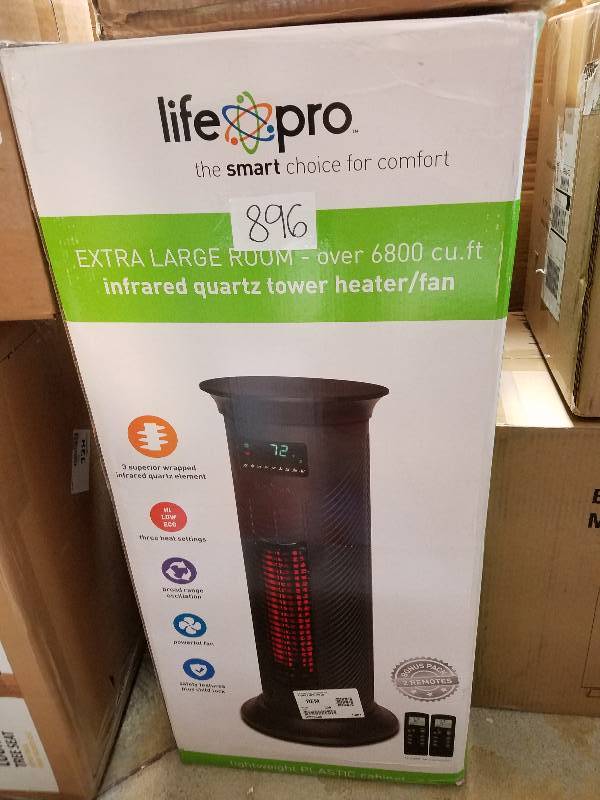 lot 896 image: Lifesmart 6,800 Cubic Ft. Oscillating Infrared Tower Heater  Fan