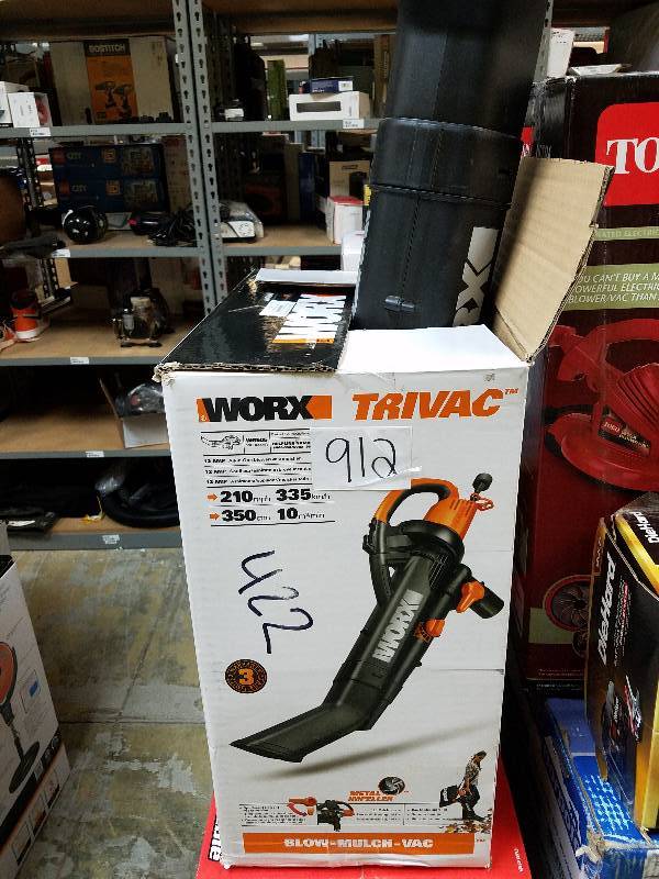 lot 912 image: WORX TriVac Corded Electric 3-in-1 Leaf Blower, Vacuum and Mulcher - MISSING BAG