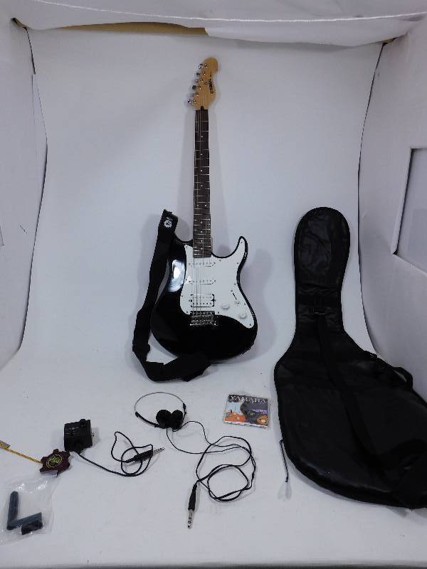 lot 2 image: BLACK YAMAHA EG112 ELECTRIC GUITAR IN ZIPPERED CASE