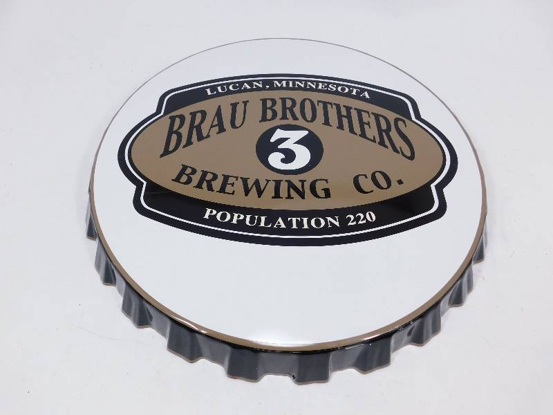 lot 9 image: Lucan , Minnesota---Brau Brothers (3) Brewing Co.---Population 220  Sign