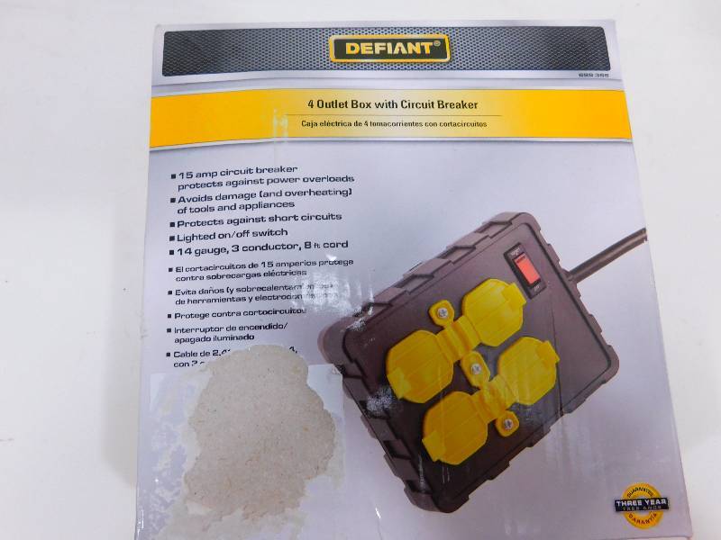 lot 79 image: Defiant 4 Outlet Box With  15 AMP Circuit Breaaker