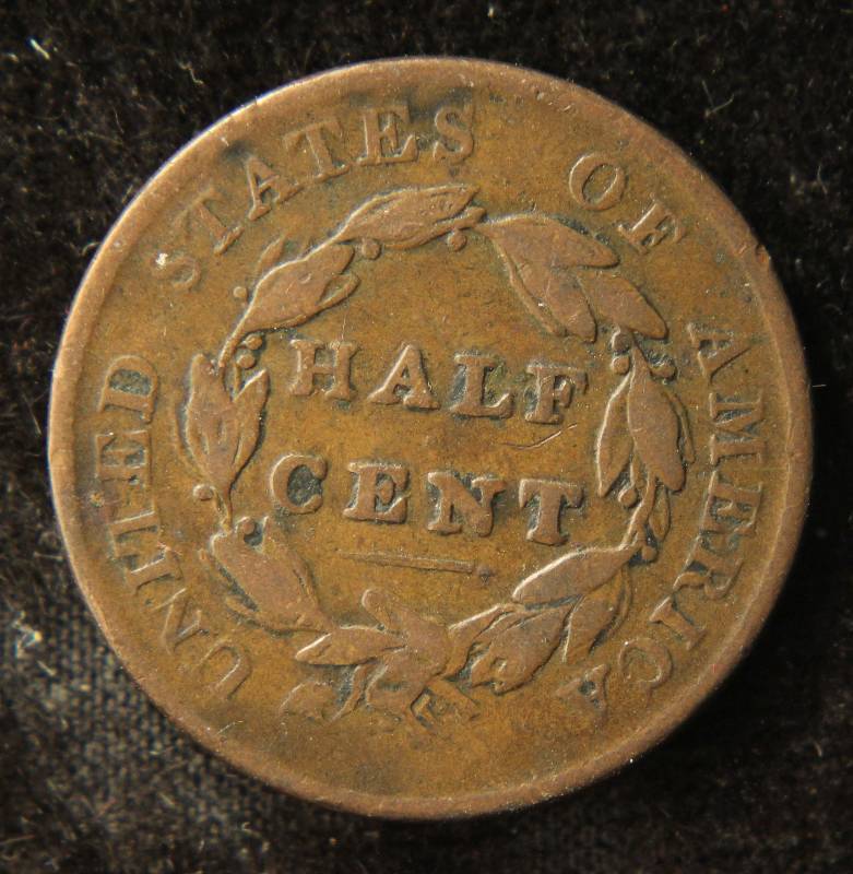 1825 US HALF CENT - NICE ORIGINAL COIN