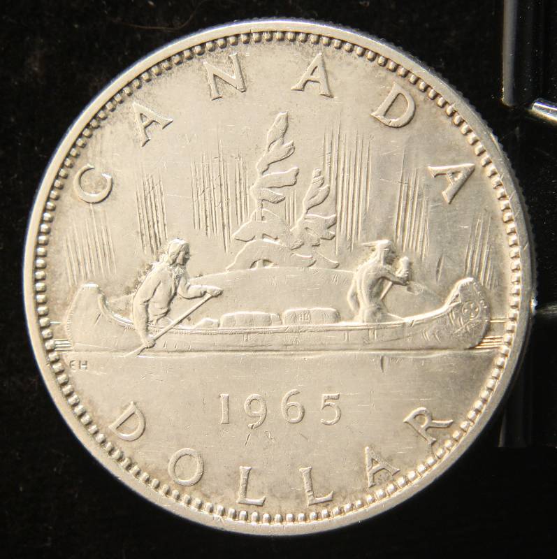 1965 CANADA SILVER DOLLAR CANOE REVERSE