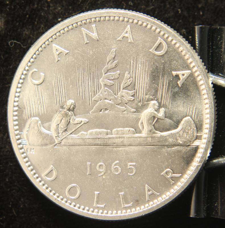 1965 CANADA SILVER DOLLAR CANOE REVERSE