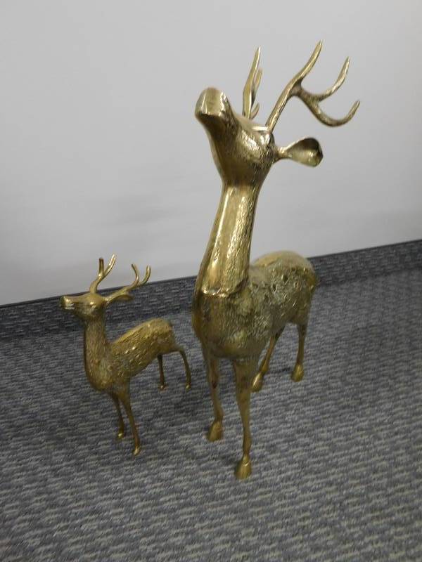 lot 39 image: Two Brass Deer Decor
