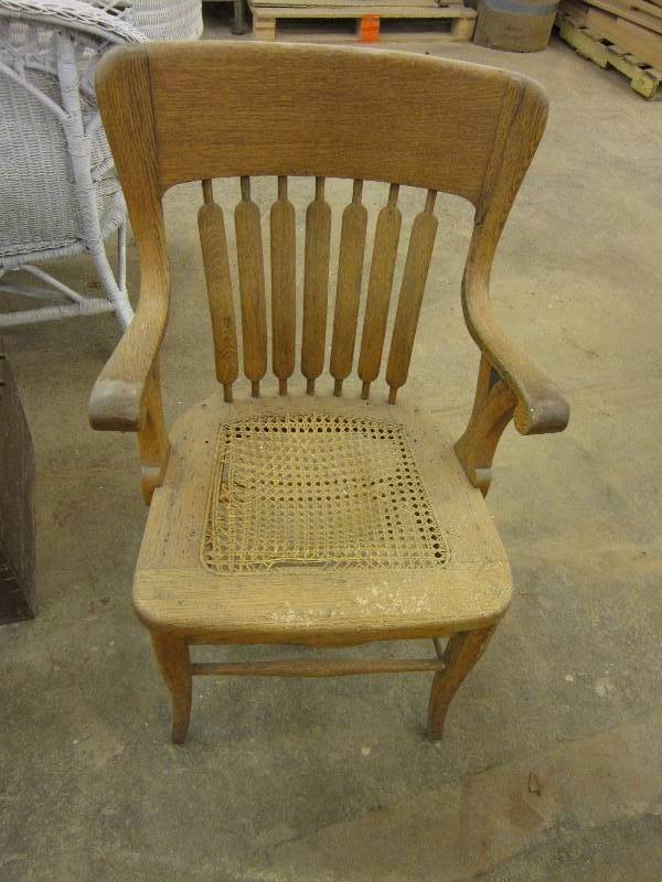 lot 32 image: Antique wood chair...