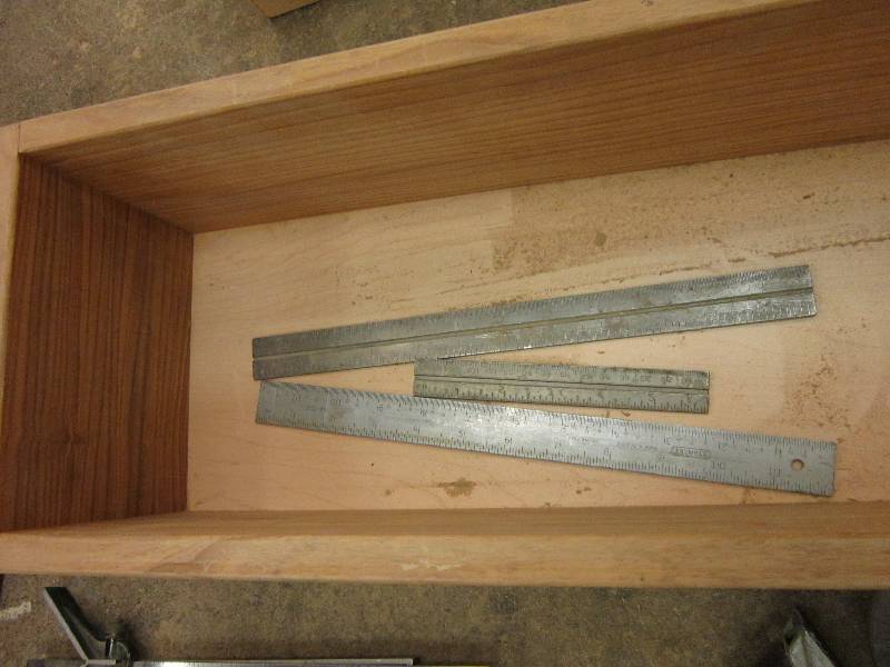 lot 46 image: Wood box with squares and measuring...