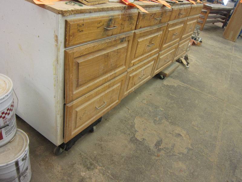 lot 124 image: Large work bench, 10 foot x 29 top...